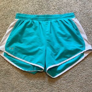 Teal Under Armour running shorts